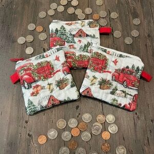 Festive Red Truck Christmas Coin Pouches